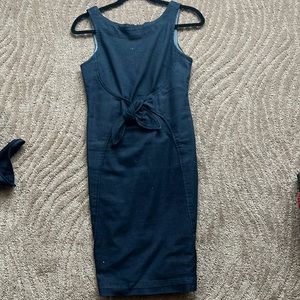 Holding Horses Anthropologie Womens Clara Dark Blue Denim Tie Front Dress